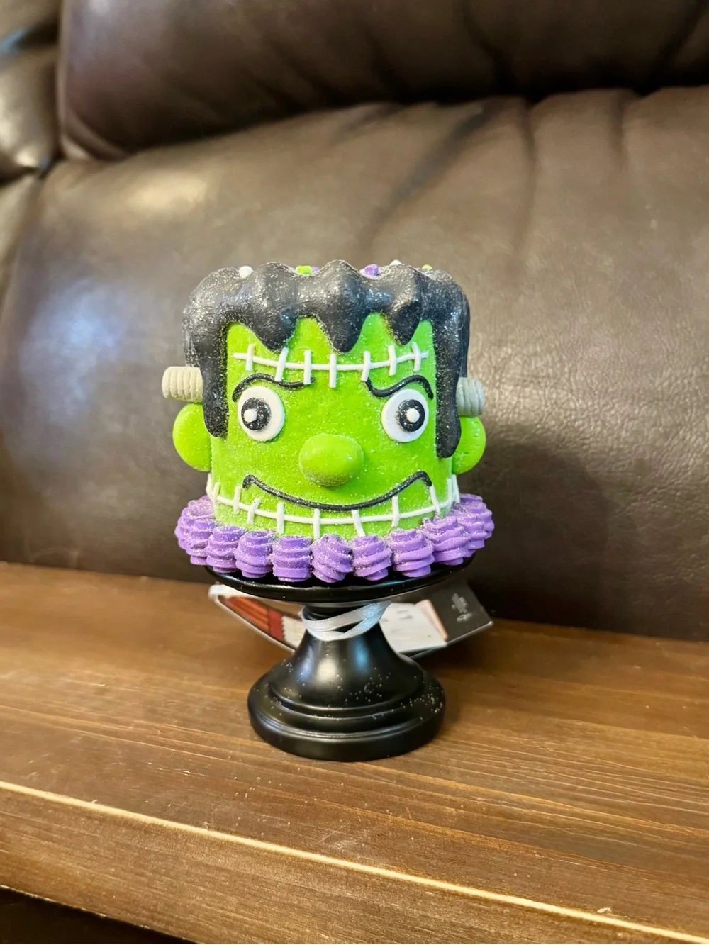 Green Frankenstein Halloween faux cake decor